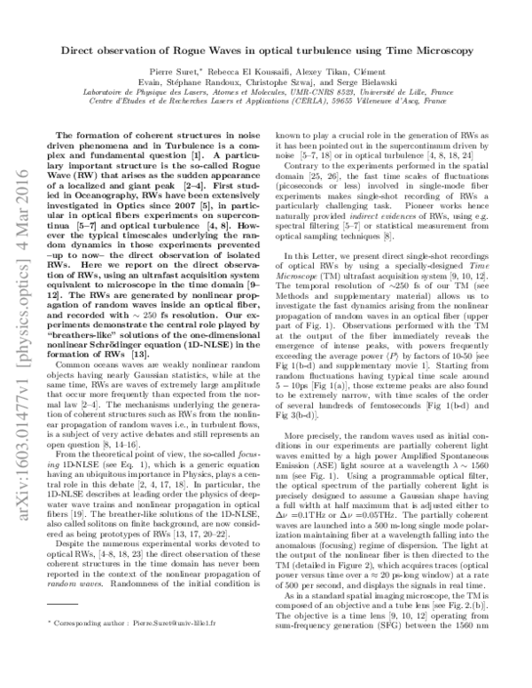 (PDF) Single-shot observation of optical rogue waves in integrable ...