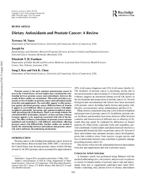(PDF) Dietary Antioxidants and Prostate Cancer A Review Elizabeth Fontham Academia.edu
