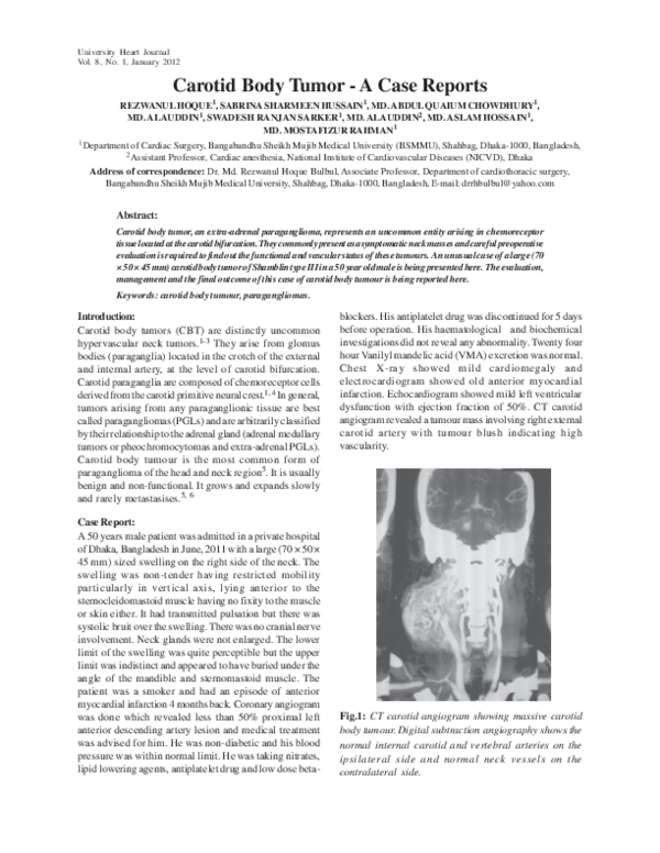 (PDF) Carotid Body Tumor - A Case Reports