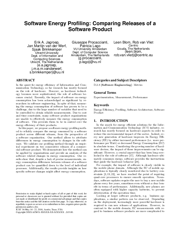 (PDF) Software energy profiling