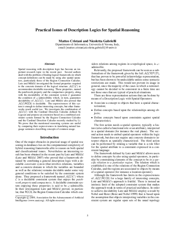 (PDF) Practical issues of description logics for spatial reasoning
