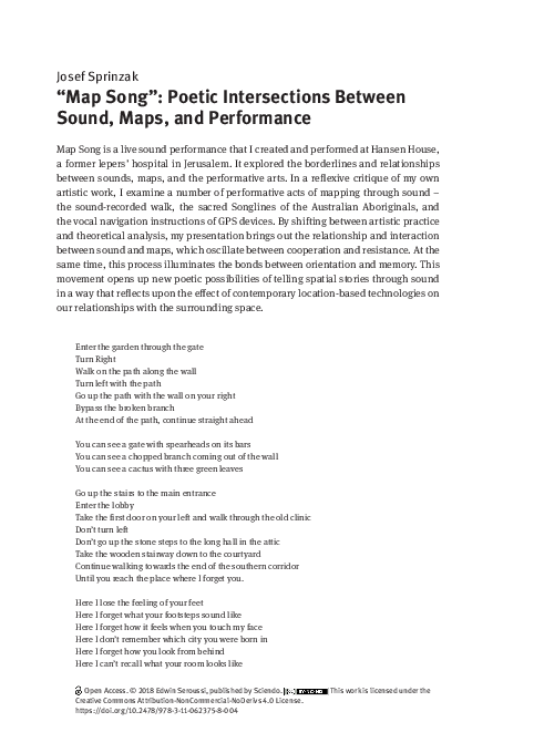 (PDF) “Map Song”: Poetic Intersections Between Sound, Maps, and Performance