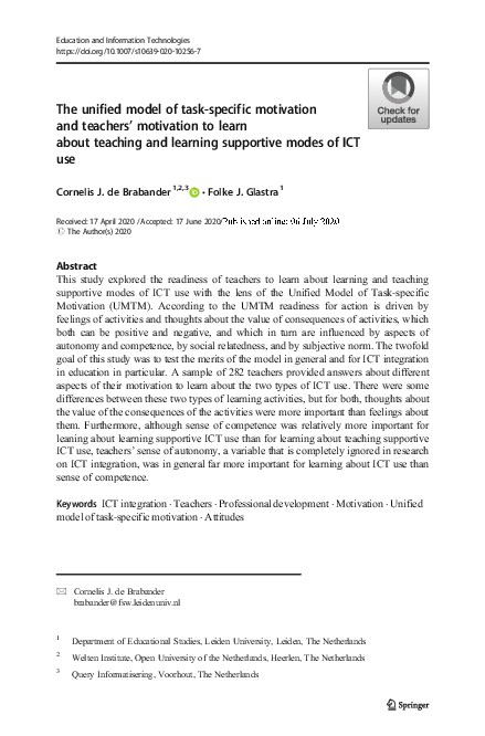 (PDF) The unified model of task-specific motivation and teachers ...