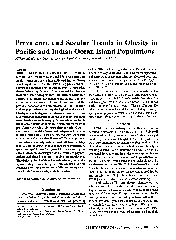 (PDF) Prevalence and Secular Trends in Obesity in Pacific and Indian ...
