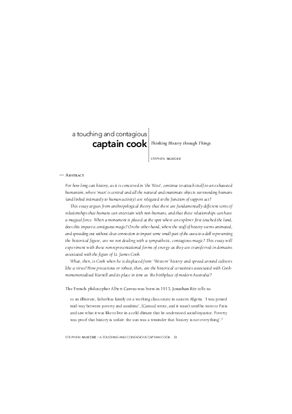 (PDF) A Touching and Contagious Captain Cook: Thinking History through ...