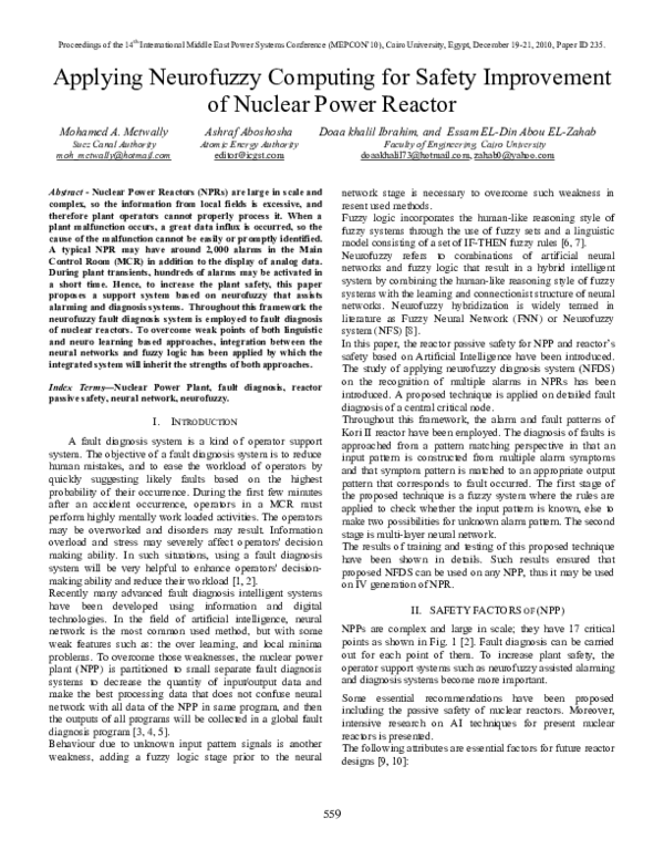 (PDF) Applying Neurofuzzy Computing for Safety Improvement of Nuclear ...
