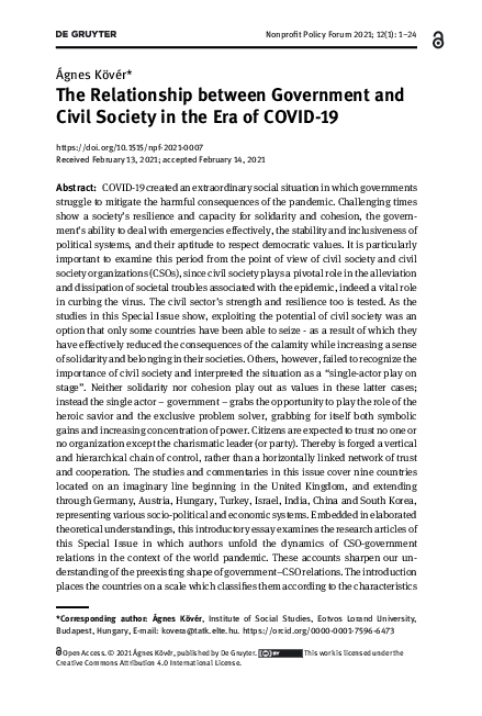 (PDF) The Relationship between Government and Civil Society in the Era ...