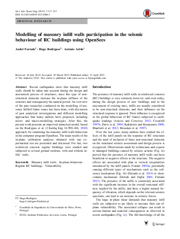 (PDF) Modelling of masonry infill walls participation in the seismic ...
