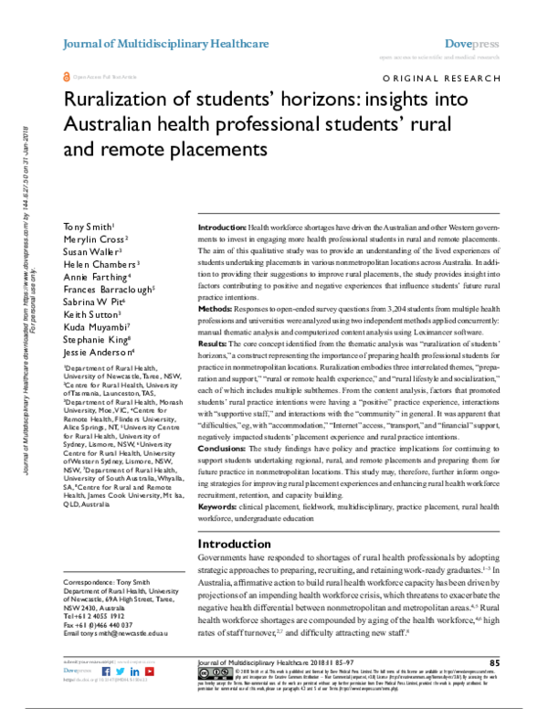 (PDF) Ruralization of students' horizons: insights into Australian ...