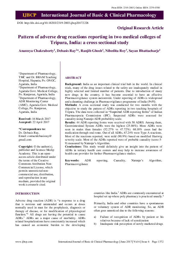 (PDF) Pattern of adverse drug reactions reporting in two medical ...