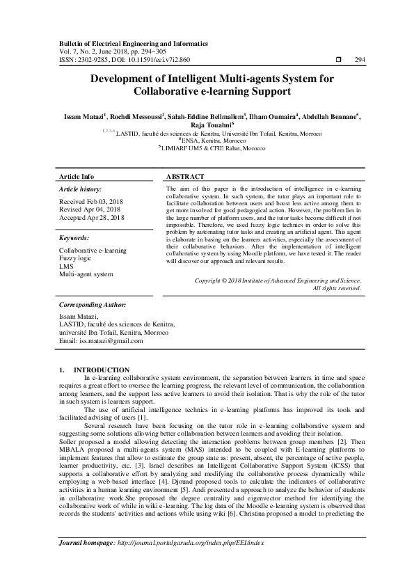 (PDF) Development of Intelligent Multi-agents System for Collaborative ...