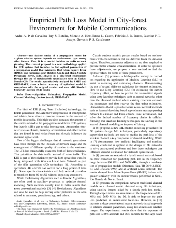 (PDF) Empirical Path Loss Model in City-forest Environment for Mobile ...
