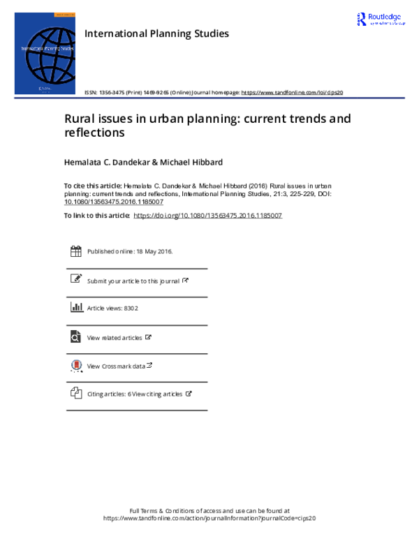 (PDF) Rural issues in urban planning: current trends and reflections