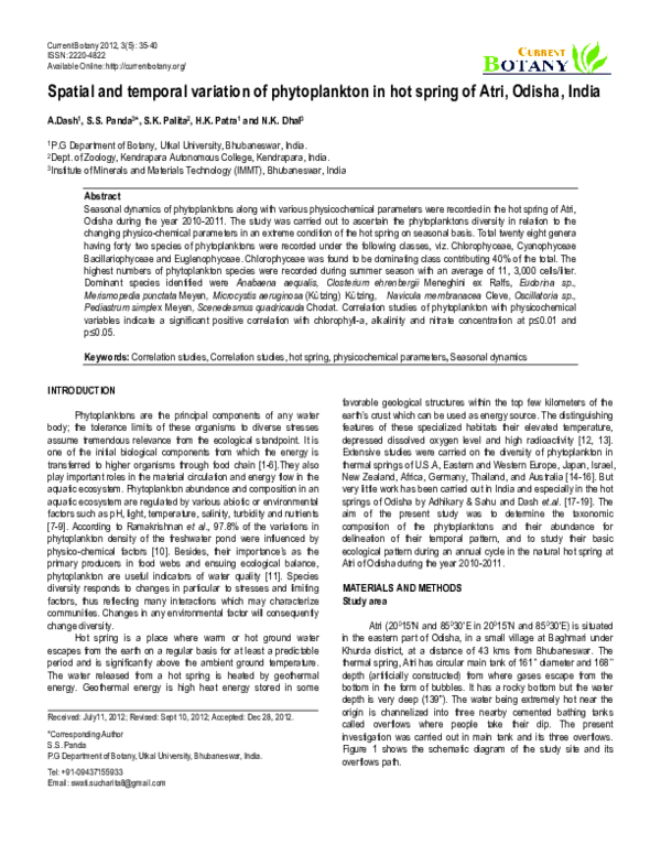 (PDF) Spatial and temporal variation of phytoplankton in hot spring of ...