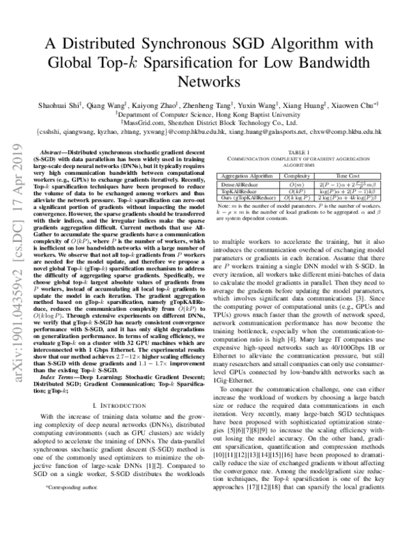 (PDF) A Distributed Synchronous SGD Algorithm with Global Top-k ...