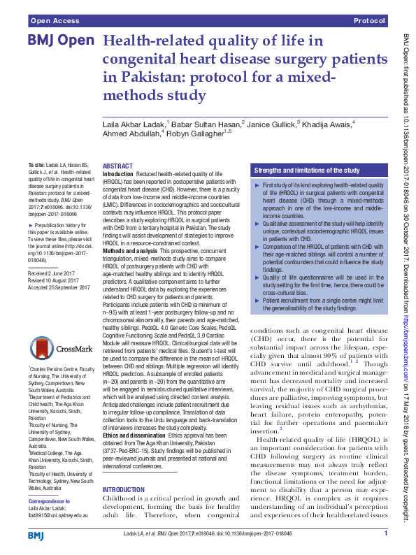 (PDF) Health-related quality of life in congenital heart disease ...