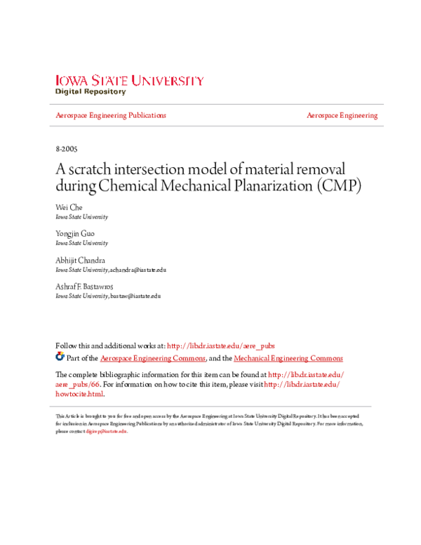 (PDF) A Scratch Intersection Model of Material Removal During Chemical ...
