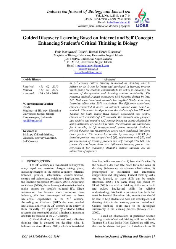 (PDF) Guided Discovery Learning Based on Internet and Self Concept ...