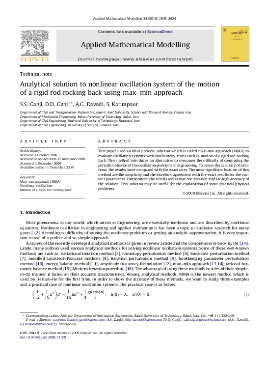 (PDF) Analytical solution to nonlinear oscillation system of the motion ...