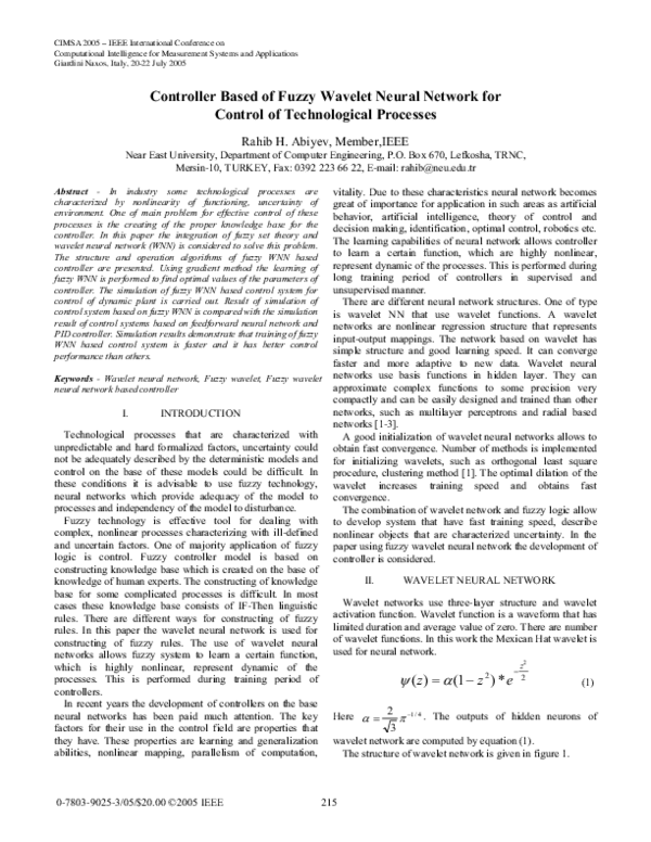 (PDF) Controller based of fuzzy wavelet neural network for control of ...