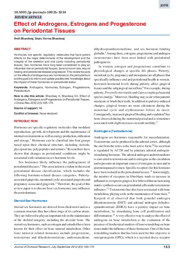 (PDF) Effect of Androgens, Estrogens and Progesterone on Periodontal ...
