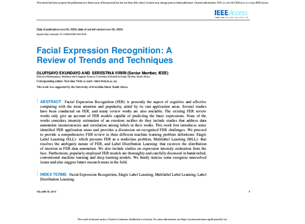 (PDF) Facial Expression Recognition: A Review of Trends and Techniques