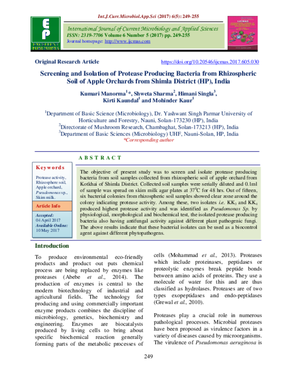 (PDF) Screening and Isolation of Protease Producing Bacteria from ...