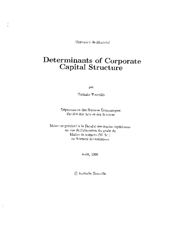 (PDF) The determinants of corporate capital structure