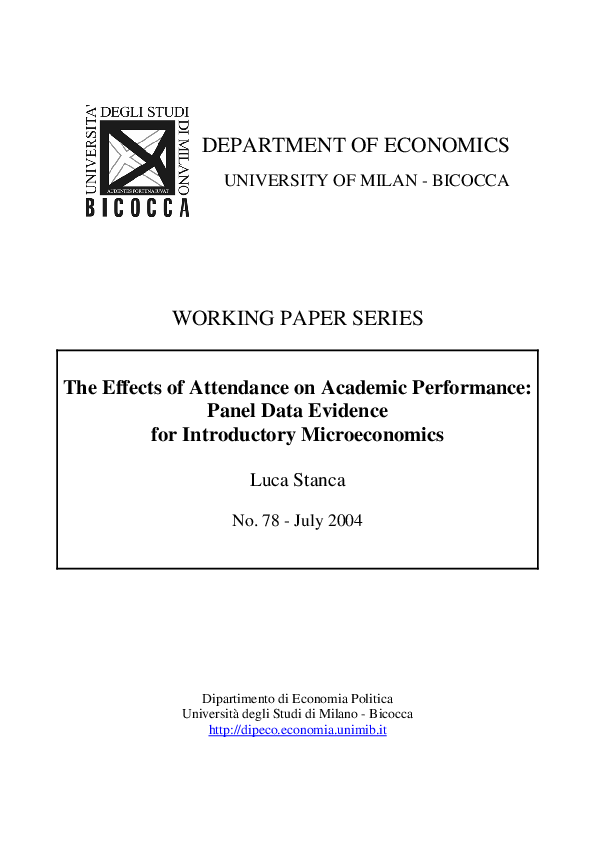 (PDF) The Effects of Attendance on Academic Performance: Panel Data ...