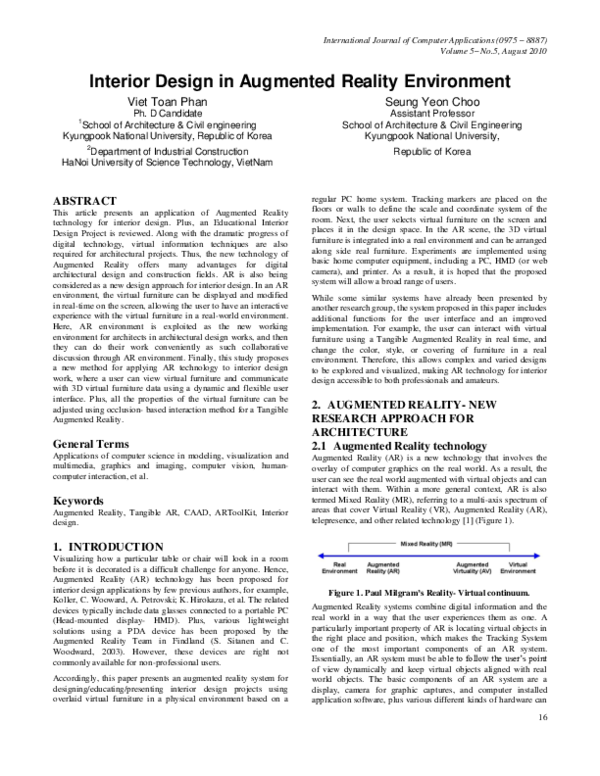 (PDF) Interior Design in Augmented Reality Environment