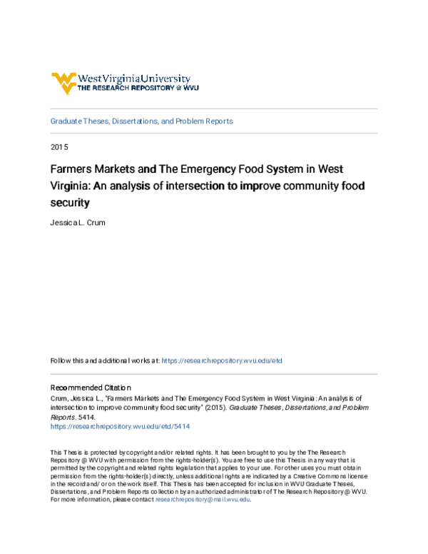 (PDF) Farmers Markets and The Emergency Food System in West Virginia ...