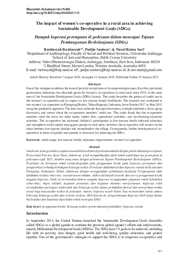 (PDF) The impact of women’s co-operative in a rural area in achieving ...