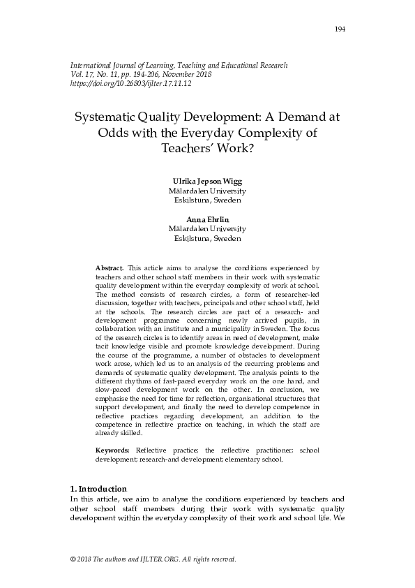 (PDF) Systematic Quality Development: A Demand at Odds with the ...