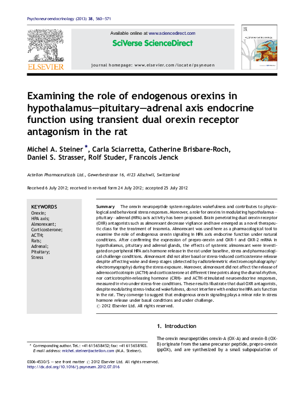 (PDF) Examining the role of endogenous orexins in hypothalamus ...