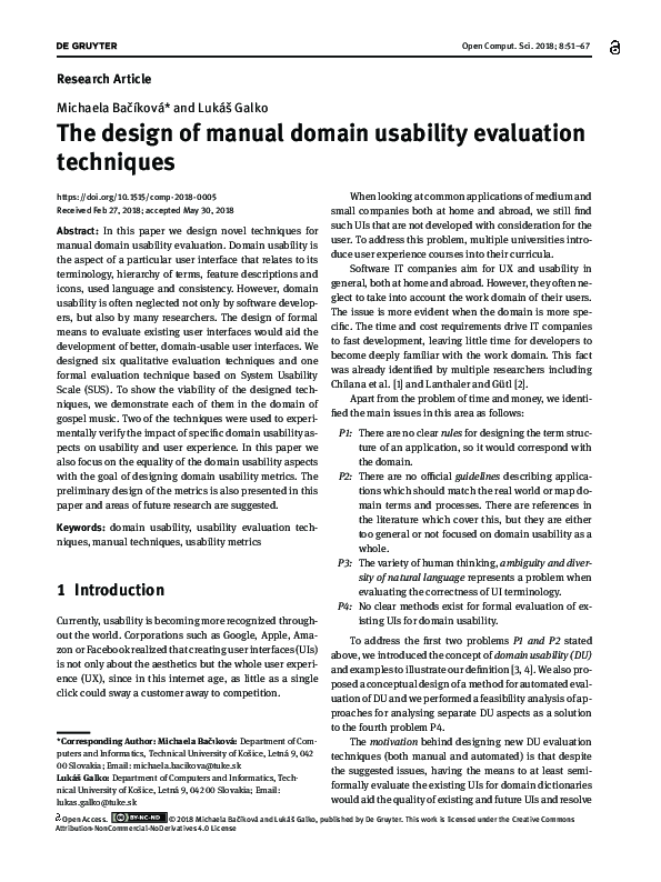 (PDF) The design of manual domain usability evaluation techniques