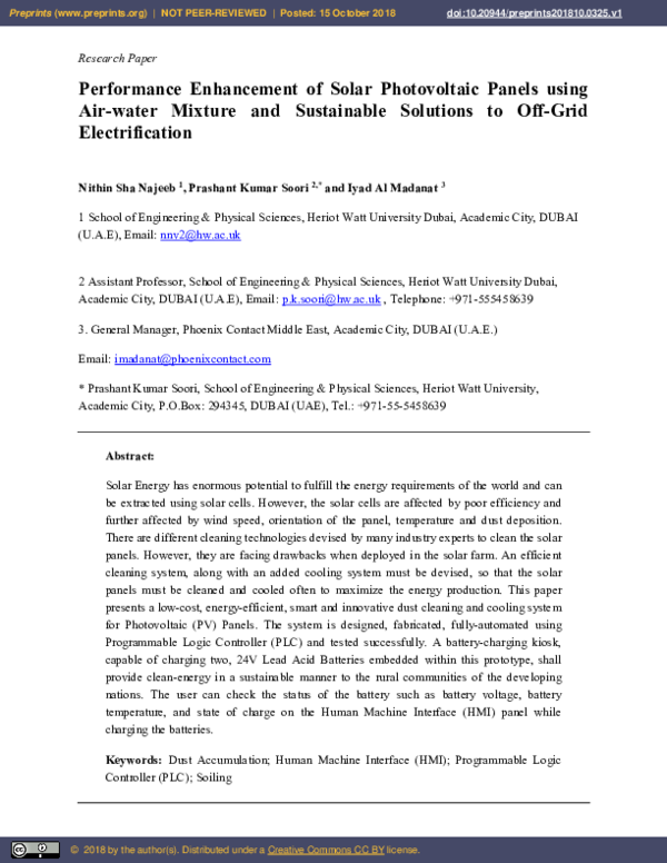 (PDF) Performance enhancement of solar photovoltaic system using novel ...