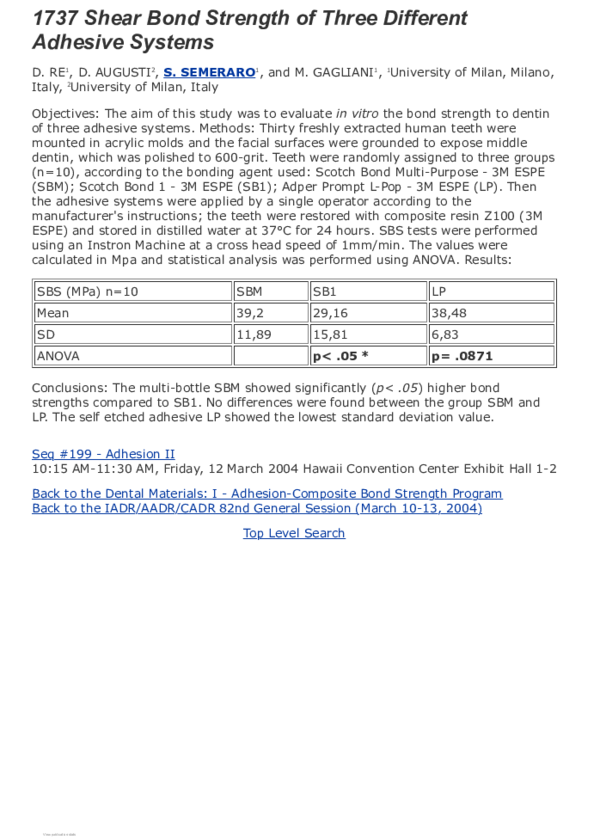 (PDF) Shear Bond Strength of Three Different Adhesive Systems