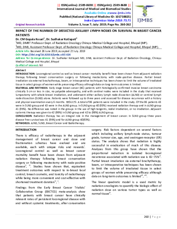 (PDF) Impact of the Number of Dissected Axillary Lymph Nodes on ...
