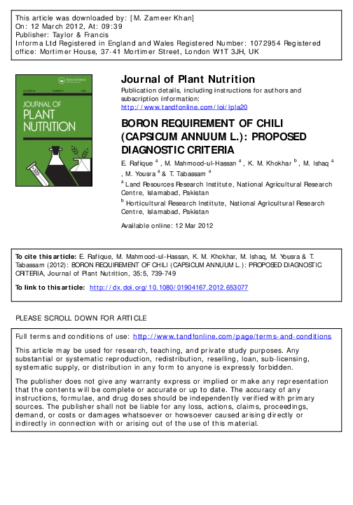 (PDF) Boron Requirement of Chili ( Capsicum Annuum L.) Proposed