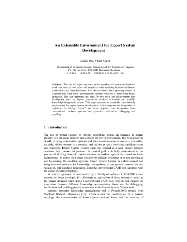 (PDF) An Extensible Environment for Expert System Development