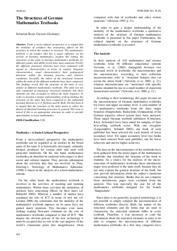 (PDF) The structures of German mathematics textbooks