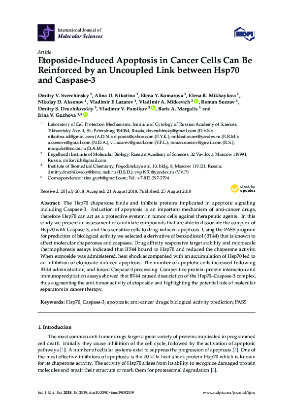 (PDF) Etoposide-Induced Apoptosis in Cancer Cells Can Be Reinforced by ...