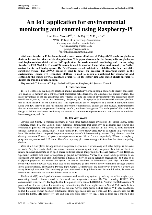 (PDF) An IoT application for environmental monitoring and control using ...