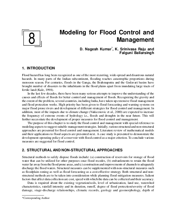 (PDF) Modeling for Flood Control and Management