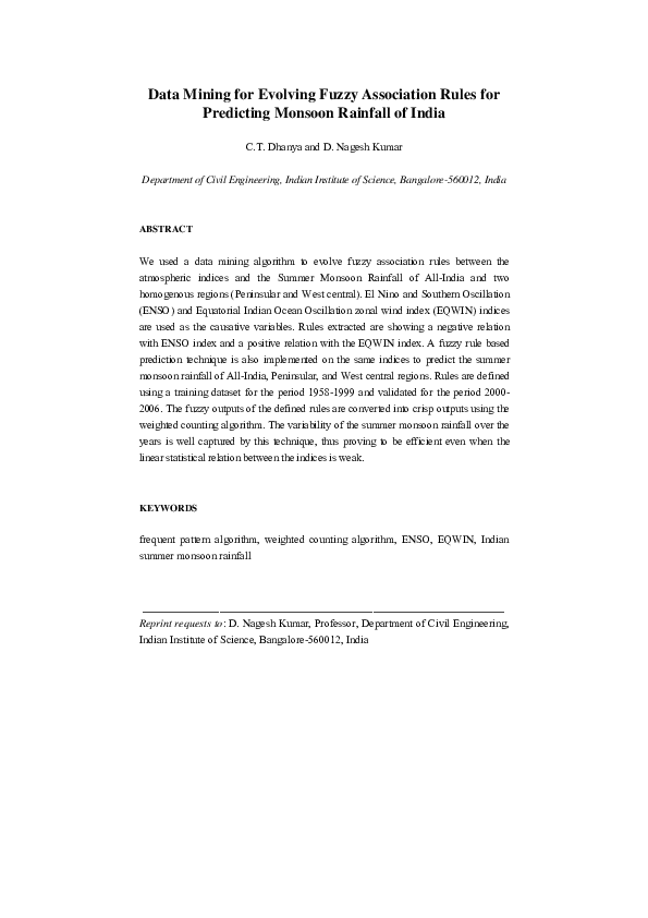 (PDF) Data Mining for Evolving Fuzzy Association Rules for Predicting ...