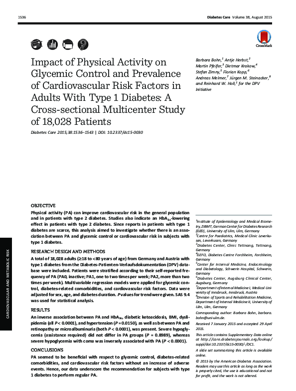 (PDF) Impact of Physical Activity on Glycemic Control and Prevalence of ...