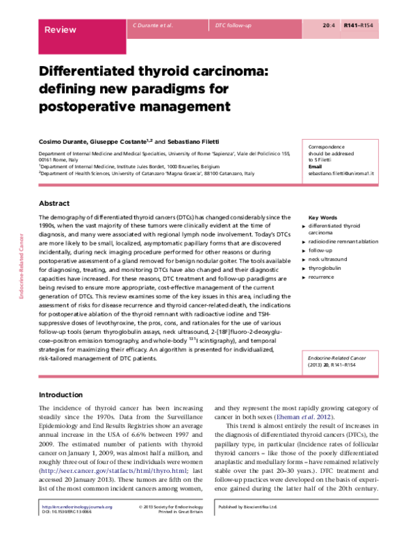 (PDF) Differentiated thyroid carcinoma: defining new paradigms for the ...