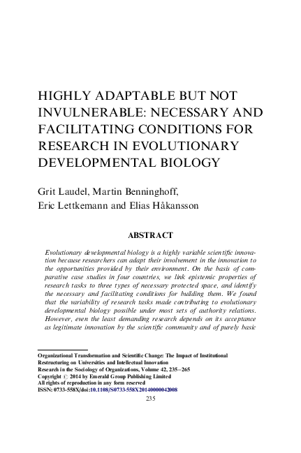 (PDF) Highly Adaptable but Not Invulnerable: Necessary and Facilitating ...