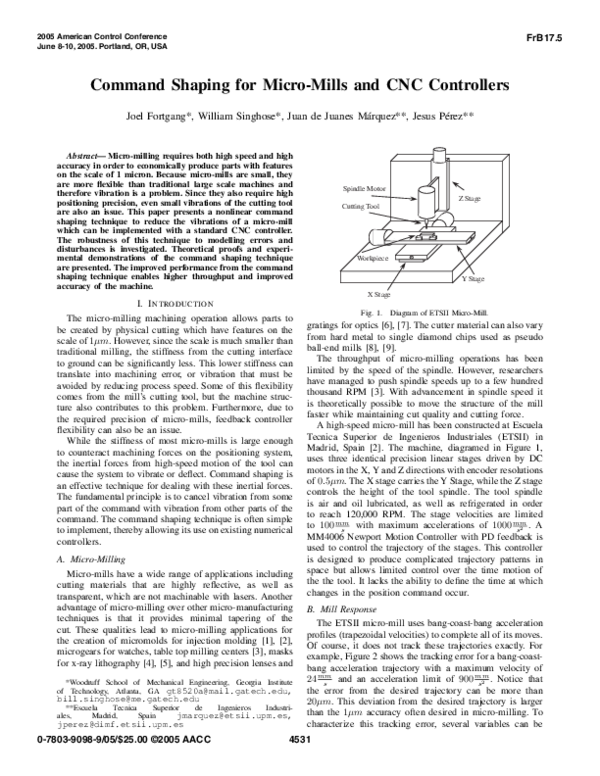 (PDF) Command shaping for micro-mills and CNC controllers