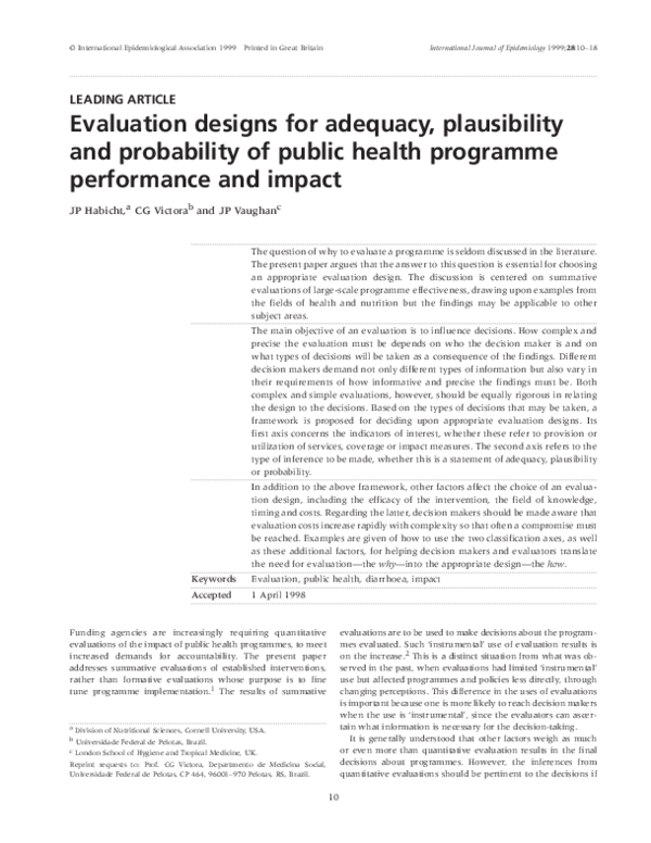 (PDF) Evaluation designs for adequacy, plausibility and probability of ...